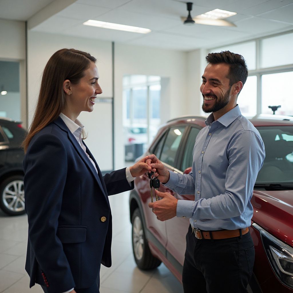 Entrega de vehículo a cliente satisfecho